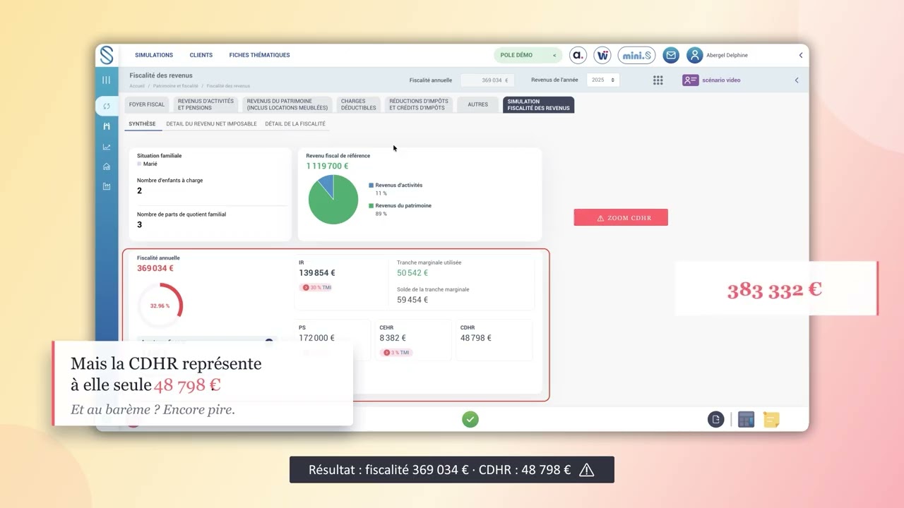 IR CEHR CDHR sur revenus exceptionnels : démo Simulabox